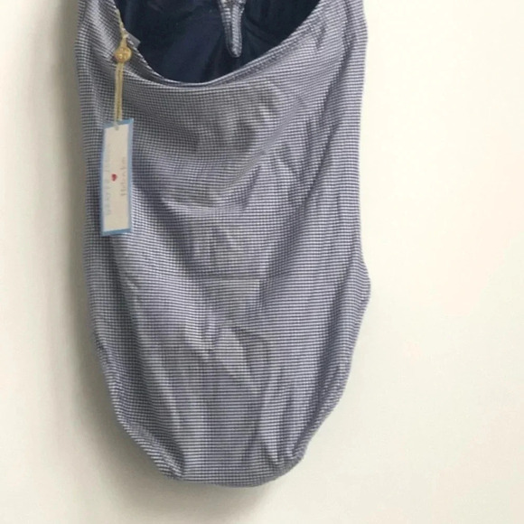 New Draper James x Helen Jon Keyhole navy Gingham Halter swimsuit one piece - Picture 11 of 16